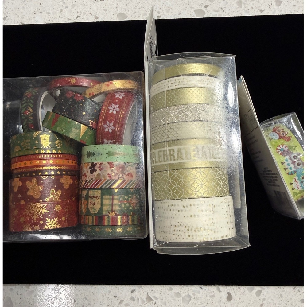 Washi Tape Lot American Crafts Huryfox Gold Christmas Metallic New/Partial Used